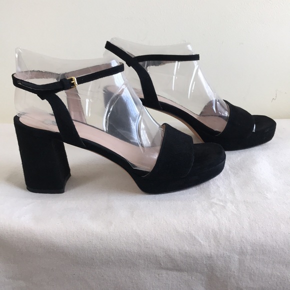 Furla Shoes - EUC Furla Italy sz 39 sandal heels black suede chunky heel strappy ankle strap